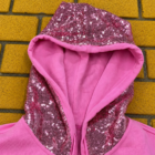 Pink Sequin Trim Zip Hoodie – 100% Cotton Comfort