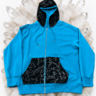Teal w/ Black Sequin Trim Zip Hoodie