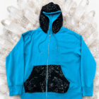Teal w/ Black Sequin Trim Zip Hoodie